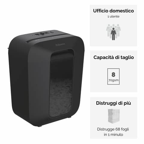 Distruggidocumenti uso personale LX45 - P-4 - 17 L - taglio a frammenti 4x37 mm Fellowes Powershred®nero - 4400501